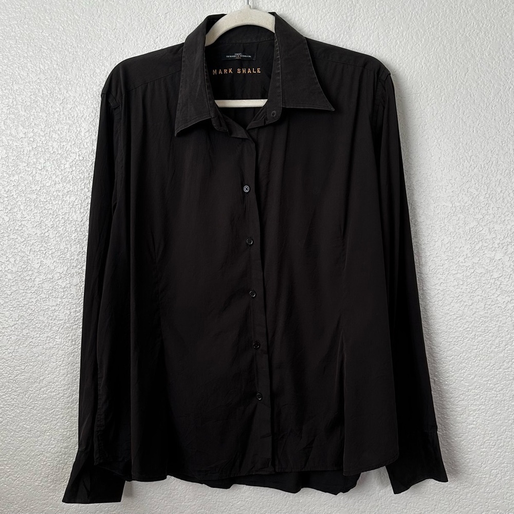 Mark Shale Cotton Blend Made in Italy Brown Button Down Women's Shirt, Size 16